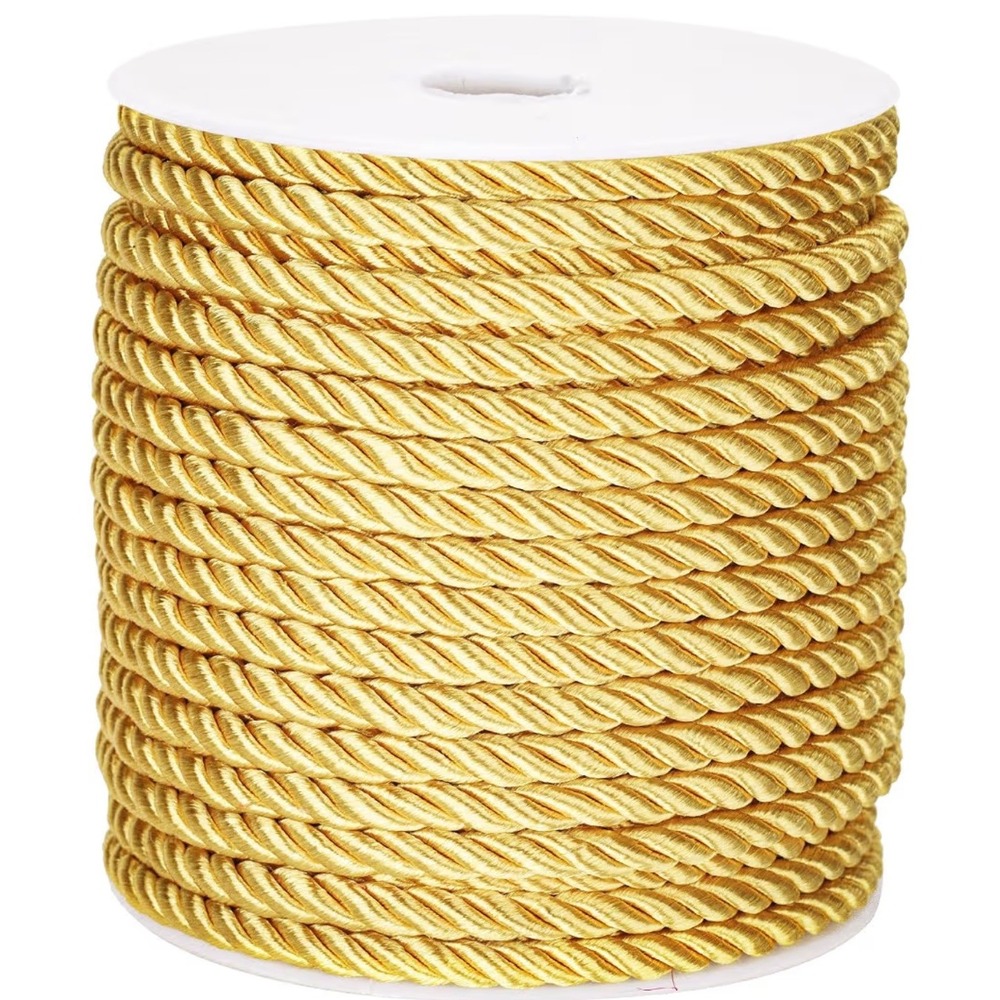 Metallic Gold Twisted Rope Trim Decorative Cord for Crafts Upholstery 10mm - Picture 2 of 2